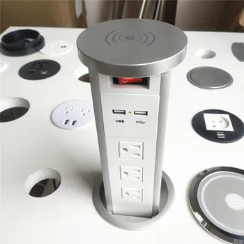 Автоматическая Всплывающая розетка кухонная столешница Встраиваемая всплывающая розетка с быстрым беспроводным зарядным устройством для домашнего офиса