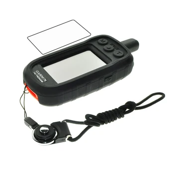 для портативного GPS Garmin Alpha 100 Alpha100 Защитный силиконовый чехол + черное съемное кольцо на шею + защитная пленка для экрана