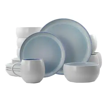 Набор керамической посуды из 16 предметов синего цвета