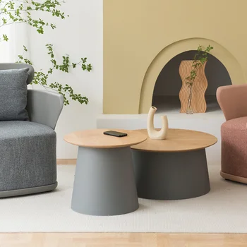 Чайный столик в Скандинавском Стиле с Грибами, Контрактный чайный столик из массива Дерева, Гостиная, Современная комбинация Размеров, Спальня, Круглый стол, Креативный диван