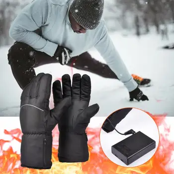 Перчатки с батарейным подогревом, Черные перчатки с подогревом, Удобные водонепроницаемые перчатки с батарейным питанием, Быстро нагревающийся эластичный ремешок на запястье, Зимние принадлежности