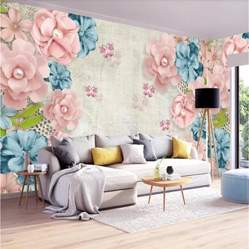 beibehang Пользовательские обои 3D фотообои ретро стиль роскошные ювелирные изделия цветочный фон стены гостиная спальня 3D обои