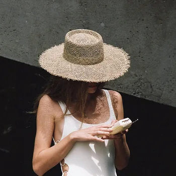Ohmmayby Европейский и американский дизайнерский бренд ручной работы, ретро-шляпа из соломы, сплетенная из морских водорослей, куполообразная летняя дышащая солнцезащитная шляпа-ведро