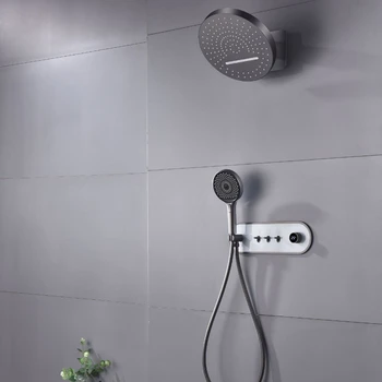 Металлическая/белая/ Черная душевая система для ванной комнаты, 3-функциональный смеситель для душа с дождевым водопадом, настенный