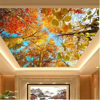 beibehang фотообои На заказ фреска Осенние листья природа пейзаж солнце фон обои потолок 3d фреска обои
