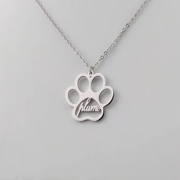Персонализированное Имя Ожерелье Собачья Лапа Ожерелье Персонализированное Ожерелье Для Собак Отпечаток Лапы Начальная Кость Домашнее Животное Шарм Ювелирный Подарок