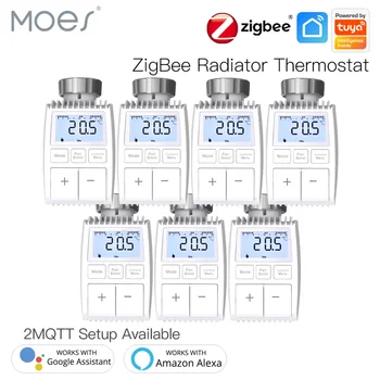 Tuya ZigBee3.0 Клапан Привода радиатора Умный Термостат Регулятор Температуры Внешний Датчик TRV Голосовое Управление с Alexa