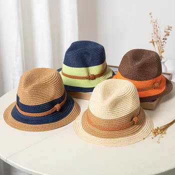 Соломенная шляпа для родителей и детей, Лоскутные Верхние шляпы, Новые летние солнцезащитные шляпы для взрослых, Панама, кепки gorros