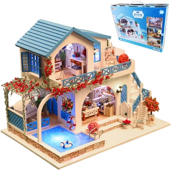 Кукольный Домик Diy Мебельная игрушка для детей Кукольный дом Миниатюры Домашний Кукольный Дом Мебельный комплект Casa Toy Деревянный дом Романтический подарок