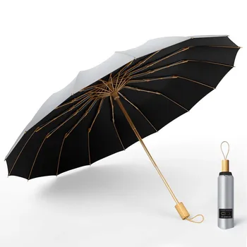 Сильный Ветроустойчивый 3-х складной ручной зонт 16K, Мужской зонтик, женский зонт от дождя, большие зонты, супер защита от солнца и ультрафиолета