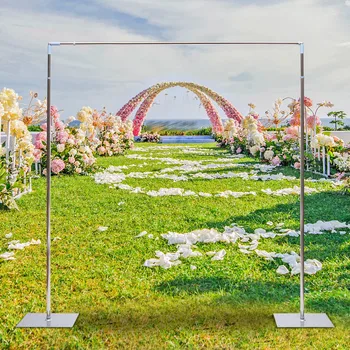 свадебная вечеринка 3x3 м, Серебристый фон, Геометрическая поддерживающая трубка, Комплект для штор, выдвижная рамка