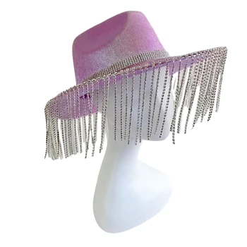 Женская шляпа для девичника, ковбойская шляпа с кисточками, блестящая ковбойская шляпа