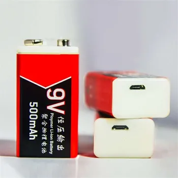 3шт 9В USB Аккумулятор 500 мАч, зарядка через USB, литий-полимерная аккумуляторная батарея для мультиметра, микрофон, Специальная радиоуправляемая камера, Дрон