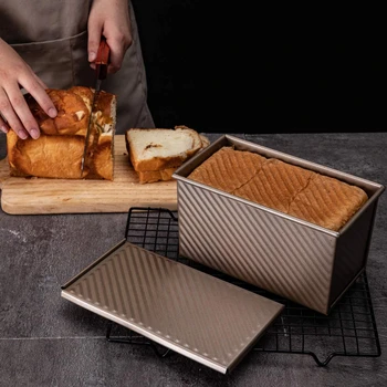 Прямоугольная форма для хлеба из углеродистой стали, Форма для хлеба с антипригарным покрытием, сильфон с крышкой, форма для тостов, Экологичная форма для торта, инструменты для выпечки
