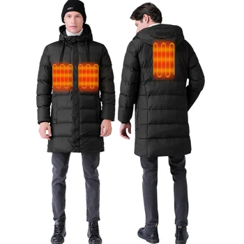 Новое Поступление, куртки с длинным секционным подогревом, usb-обогреватель, Мужское пуховое пальто с подогревом, Зимние теплые хлопковые ветровки ded на открытом воздухе