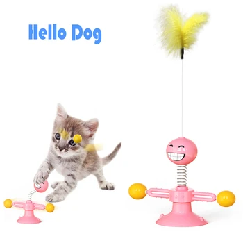 Игрушки для кошек, Интерактивная Забавная палочка, вращение на 360 градусов, Пружинная присоска, игрушка-кошачья палочка для котенка, играющая в Тизерную палочку, игрушки для кошек