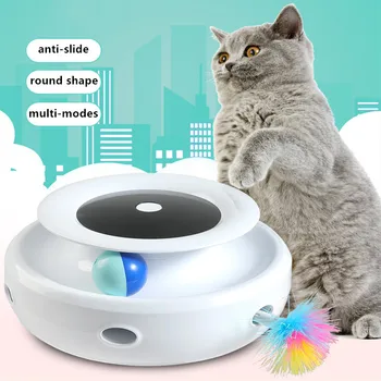 Интерактивная умная игрушка для кошек, Дразнящая Кошачья палочка, Сумасшедшая игра, Вращающиеся пончики, Автоматический поворотный стол, игрушка для кошек, вращающийся диск для кошек