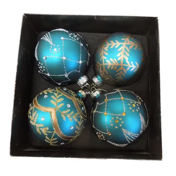 4 шт./лот, Рождественские шары синего цвета, 8 см, Рождественский декор для дома, Елочные украшения, рождественские изделия
