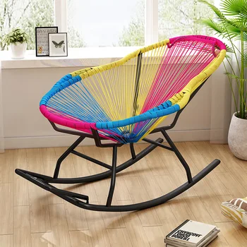 Домашнее кресло-качалка, кресло-качалка для отдыха, креативное кресло для отдыха с ворсом, цветное кресло для отдыха, балконное кресло из ротанга, сетчатое красное кресло