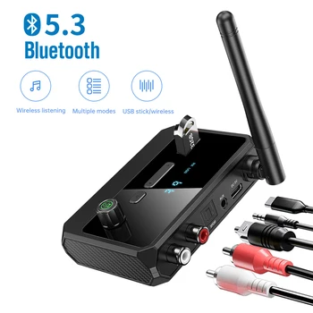 Новый аудиоприемник Bluetooth 5.3 с поддержкой беспроводной связи, аудиоадаптер U-disk с оптическим разъемом AUX 3,5 мм RCA для автомобильных телевизоров, динамиков ПК