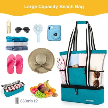 Классная пляжная сумка-тоут с изоляцией большой емкости для путешествий, сумка для бассейна на молнии, идеально подходящая для дневного похода на пляж.
