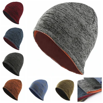 Мужские и женские модные Теплые вязаные шапки, Мужские осенне-зимние плюшевые утолщенные шерстяные шапки, уличные парные пуловеры, шапки