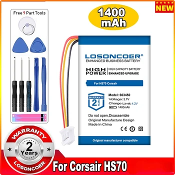 Аккумулятор LOSONCOER 1400 мАч Для гарнитуры Corsair HS70 Pro, HS70, HS75 XB, RDA0031, RDA0034
