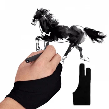 1 шт. черная противообрастающая перчатка с двумя пальцами, 3 размера, для художественного дизайна, графического планшета, домашних перчаток, для правой и левой руки