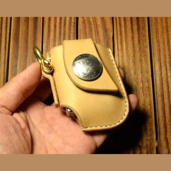 Кожаная зажигалка ручной работы, защитный чехол Z-образной формы из натуральной воловьей кожи, сумка для автомобильных ключей, брелок для ключей