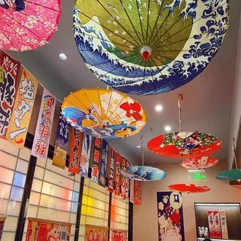 Бумажный зонт Ukiyo-e 84 см, Декоративный зонт для японского ресторана, Потолочный декор отеля Izakaya, Вишневый зонтик, Реквизит для фотосессии