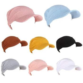 Летние Солнцезащитные шапочки-Тюрбаны, Однотонный головной платок, Шапочка от Химиотерапии, Шапочка от выпадения волос, головной убор для дома, улицы, женщин, леди