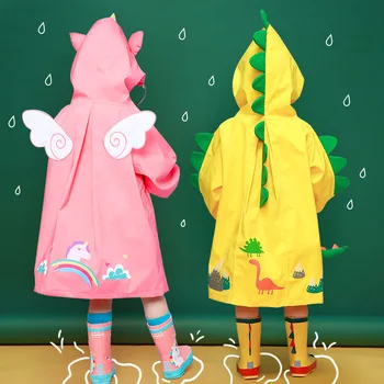 Детские утепленные Непромокаемые дождевики, Детский дождевик с 3D-принтом, дождевик с Единорогом и Динозавром, Непромокаемое Пончо для девочек и мальчиков