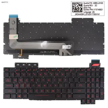 Американская Клавиатура для ноутбука Asus GL503GE GL703GE GL503VD GL503VM GL703VD GL703VM ЧЕРНАЯ Без РАМКИ С красной Подсветкой и Принтом