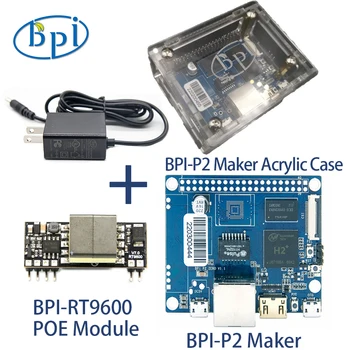 Banana Pi BPI-P2 Maker с корпусом, модулем питания POE H2 + четырехъядерный процессор Cortex-A7 Mali400MP2 512M DDR3 с TF-картой под управлением Android Linux