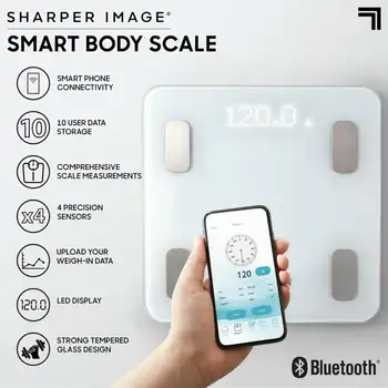 ® Цифровые весы для ванной комнаты, отслеживающие вес, жировые отложения и ИМТ, совместимые с приложениями Bluetooth/ Android и iOS