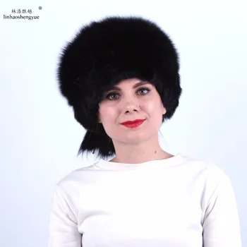 Linhaoshengyue, Модная женская шапка из лисьего меха, Модные меховые шапки