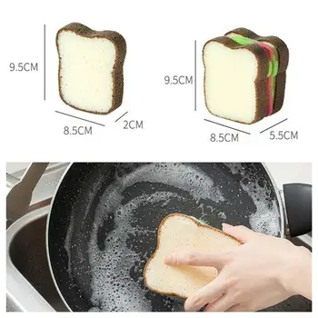 Губки для мытья посуды в форме милого тоста, Моющиеся Скрубберы для кастрюль, кухонные полотенца для мытья посуды Сэндвич-типа