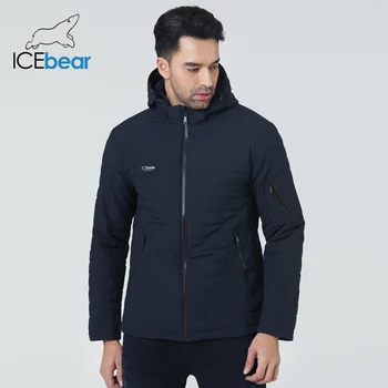 ICEbear 2021, новая мужская короткая хлопчатобумажная куртка, осеннее модное мужское высококачественное пальто с капюшоном, брендовая одежда MWC21662D