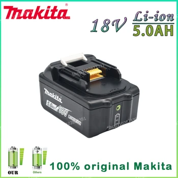 Makita 100% Оригинальная Аккумуляторная Батарея для Электроинструмента 18V 5.0Ah со Светодиодной литий-ионной Заменой LXT400 BL1860B BL1860 BL1850