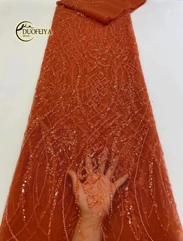 Африканская кружевная ткань для жениха 2023, Высококачественный кружевной материал с блестками, Нигерийские французские кружевные ткани из бисера для свадебного платья