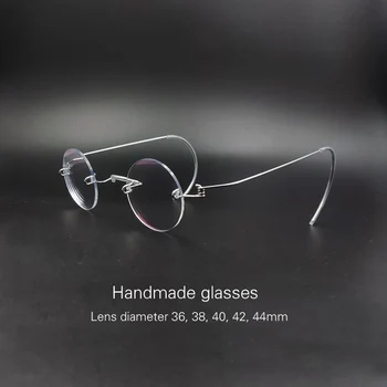 Круглые очки ручной работы в стиле ретро без оправы, очки для близорукости, винтажные безвинтовые маленькие круглые оптические очки без оправы
