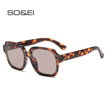 SO & EI Модные Квадратные женские солнцезащитные очки Винтажные Градиентные очки Мужские Чайно-серые Трендовые оттенки UV400 Солнцезащитные очки