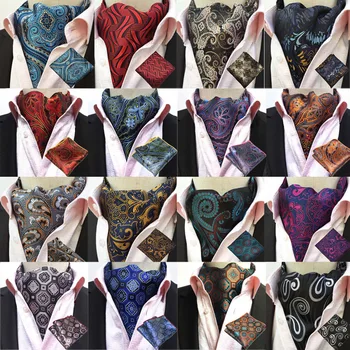 Мужской классический галстук с цветочным узором Пейсли Ascot в тон, платок с квадратным карманом, комплект BWTHZ0515