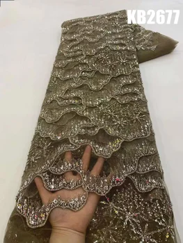 Женское Летнее платье, Высококачественная модная французская вышивка бисером, Кружевная ткань для рукоделия KB2677