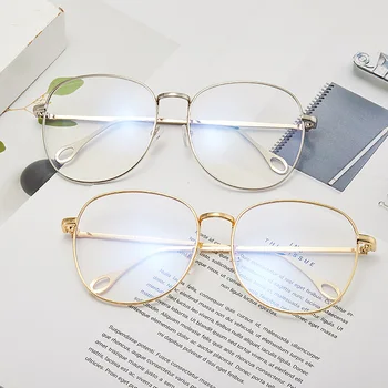 2021, Новые модные простые очки унисекс в большой оправе, круглые однотонные очки для мужчин и женщин, очки в металлической оправе для свадебной вечеринки, очки