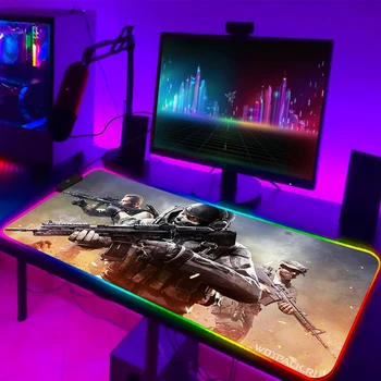 Коврик для мыши Call Of Duty Warzone с RGB светодиодной подсветкой, игровые аксессуары, настольный коврик для геймера, клавиатура для ноутбука, стол с ковриком для мыши с подсветкой
