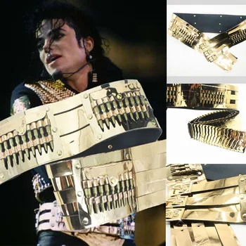 Редкий MJ Michael Jackson Jam Dangerous, Золотой Кожаный ремень Matel Bullet Ручной работы в стиле панк-рок, все размеры для показа коллекции