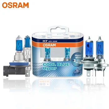 OSRAM H7 H4 H1 H11 HB3 9005 HB4 9006 Галогенные фары Автомобиля Hi/Lo Луч 5300K 12V 55W Холодная синяя сверхбелая лампа (2 шт.)