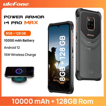 Ulefone Power Armor 14 Pro 8 ГБ + 128 ГБ Прочный телефон 10000 мАч Android 12 Водонепроницаемый смартфон с 6,52-дюймовым интерфейсом NFC Глобальной версии