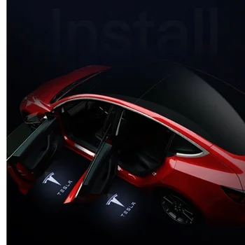 Для Tesla Модель 3/Y/X/S Приветственный светильник, дверная проекция, украшение для окружающего освещения